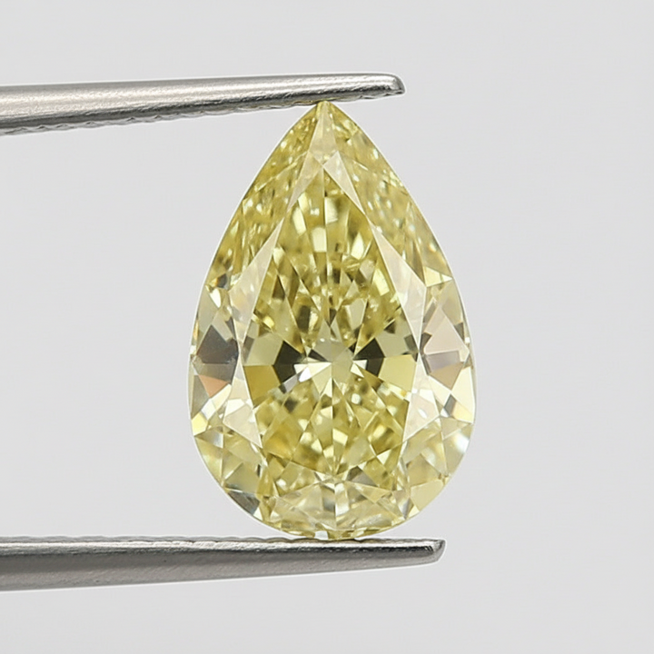 5.06 Carat Fancy Yellow VS2 Pear Shape CVD Lab Grown Diamond IGI Certified

