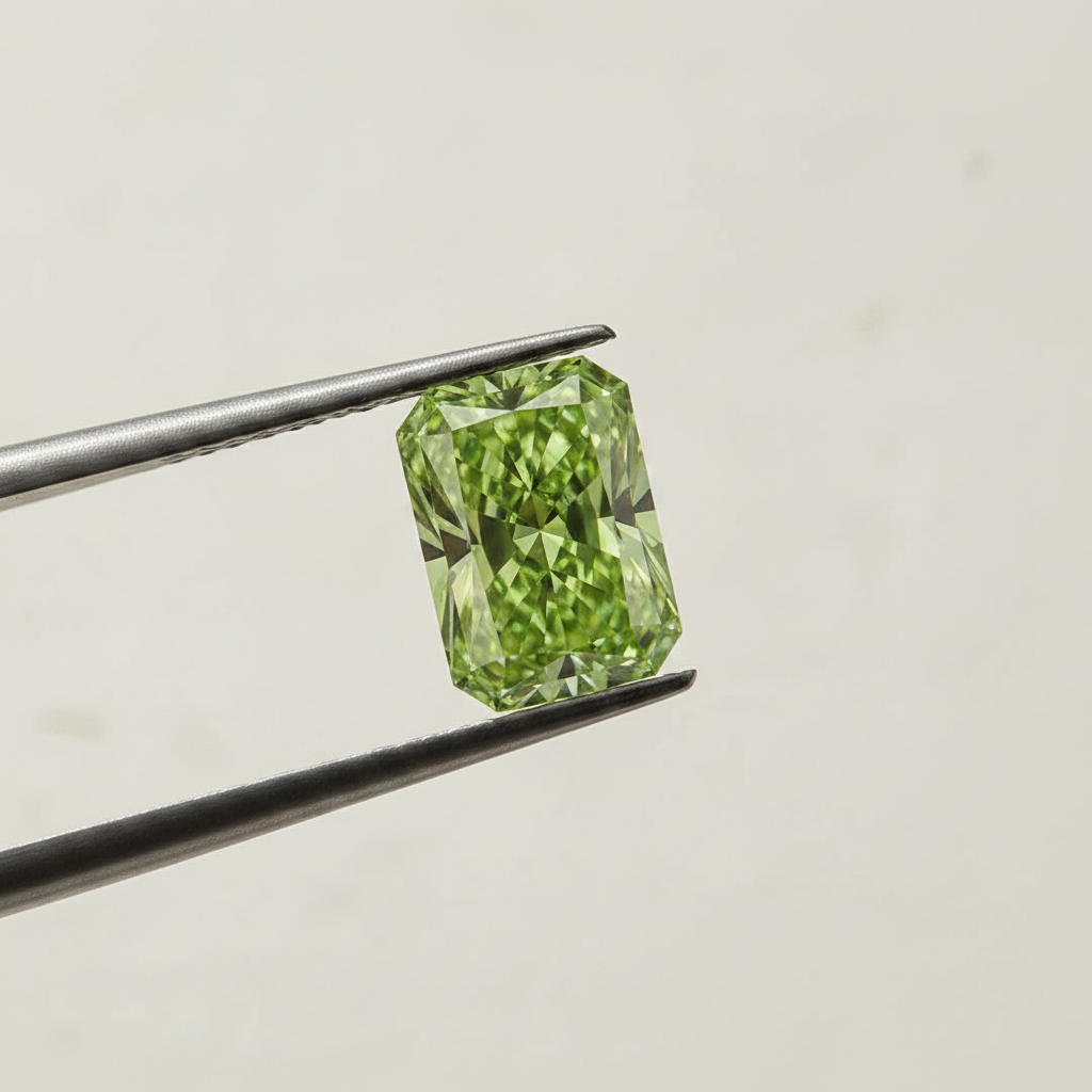 5,06 Karat strahlender, im Labor gezüchteter Diamant, VS1/Fancy Vivid Green