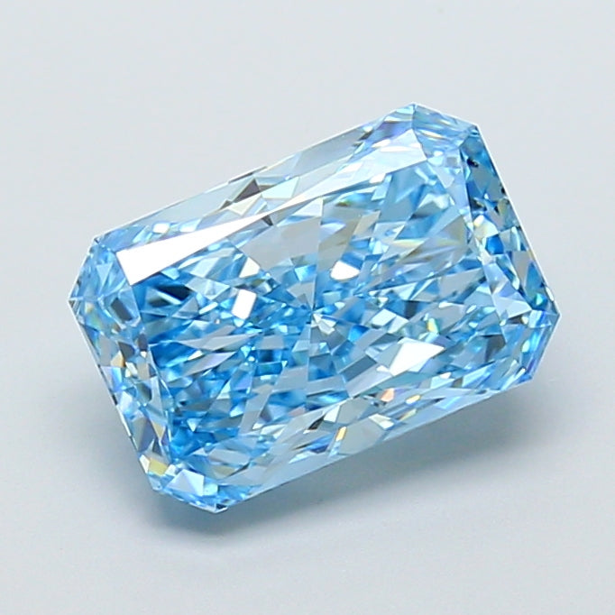 5.06 Carat Radiant Cut Lab Grown Diamond VVS2Fancy Vivid Blue