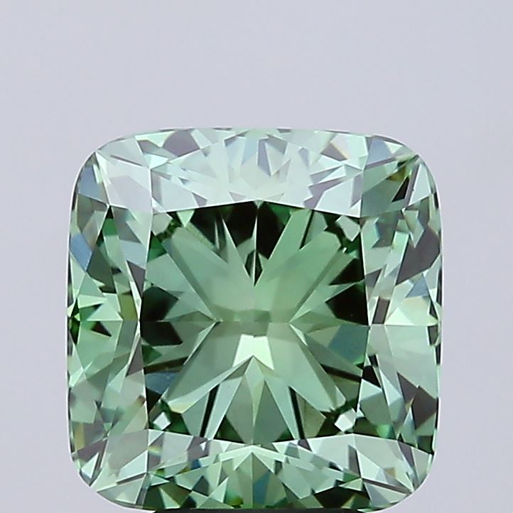 5,07 karaat kussen vierkant Lab Grown Diamond VVS2 Fancy Vivid Green