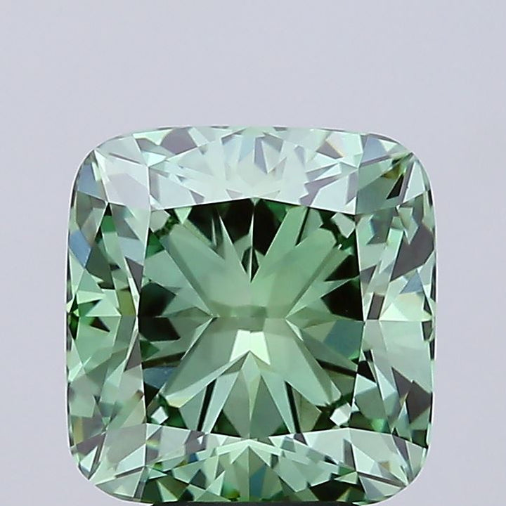 5,07 karaat kussen vierkant Lab Grown Diamond VVS2 Fancy Vivid Green