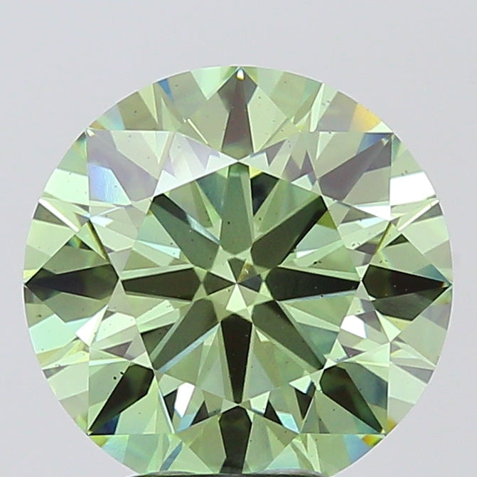 5.07 Carat Round Lab Grown Diamond VS2 Fancy Vivid Green