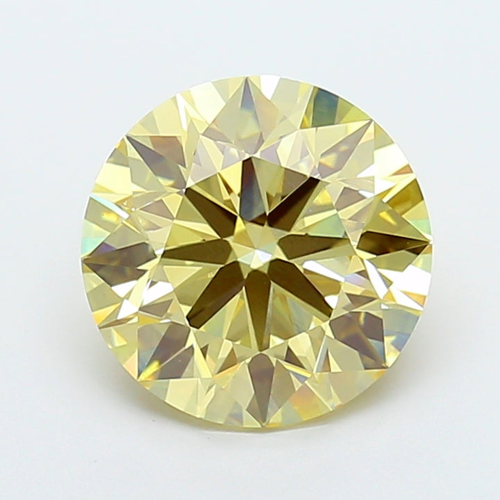 Diamante coltivato in laboratorio rotondo da 5,07 carati VVS2 Fancy Giallo intenso