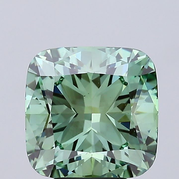5,08 karaat kussen vierkant Lab Grown Diamond VS1Fancy Vivid Green
