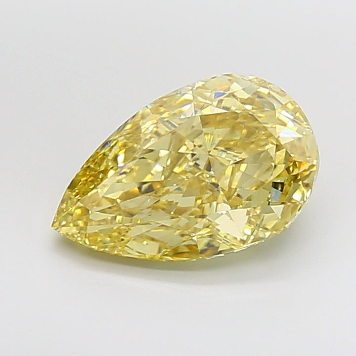 5.08 Carat Pear Cut Lab Grown Diamond VS1Fancy Intense Yellow