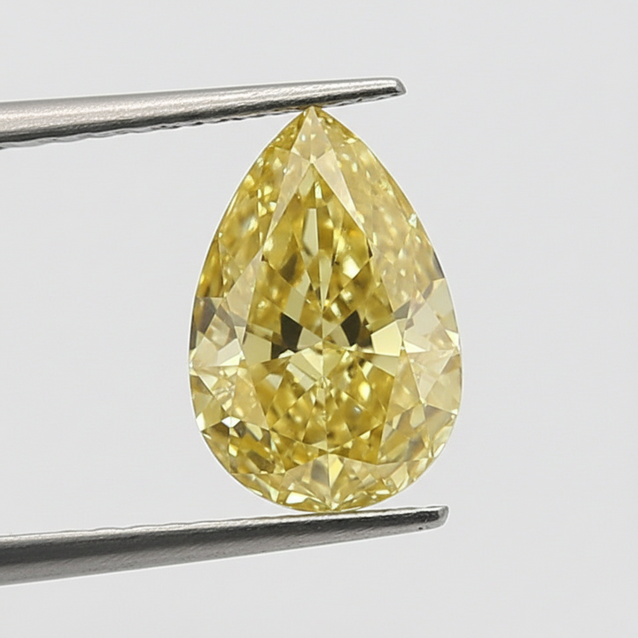 5.08 Carat Fancy Intense Yellow VS1 Pear Shape CVD Lab Grown Diamond IGI Certified
