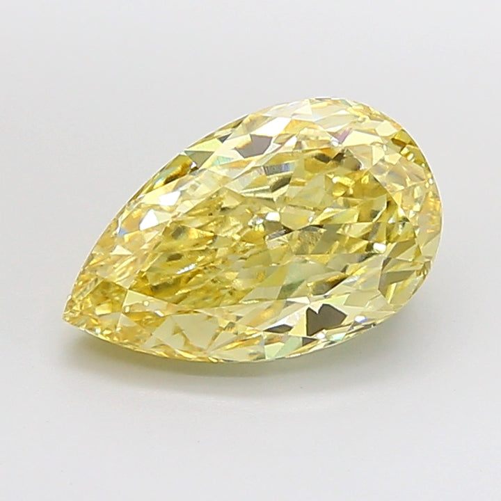 Diamant cultivé en laboratoire, taille poire, 5,08 carats, VS1Fancy, jaune intense