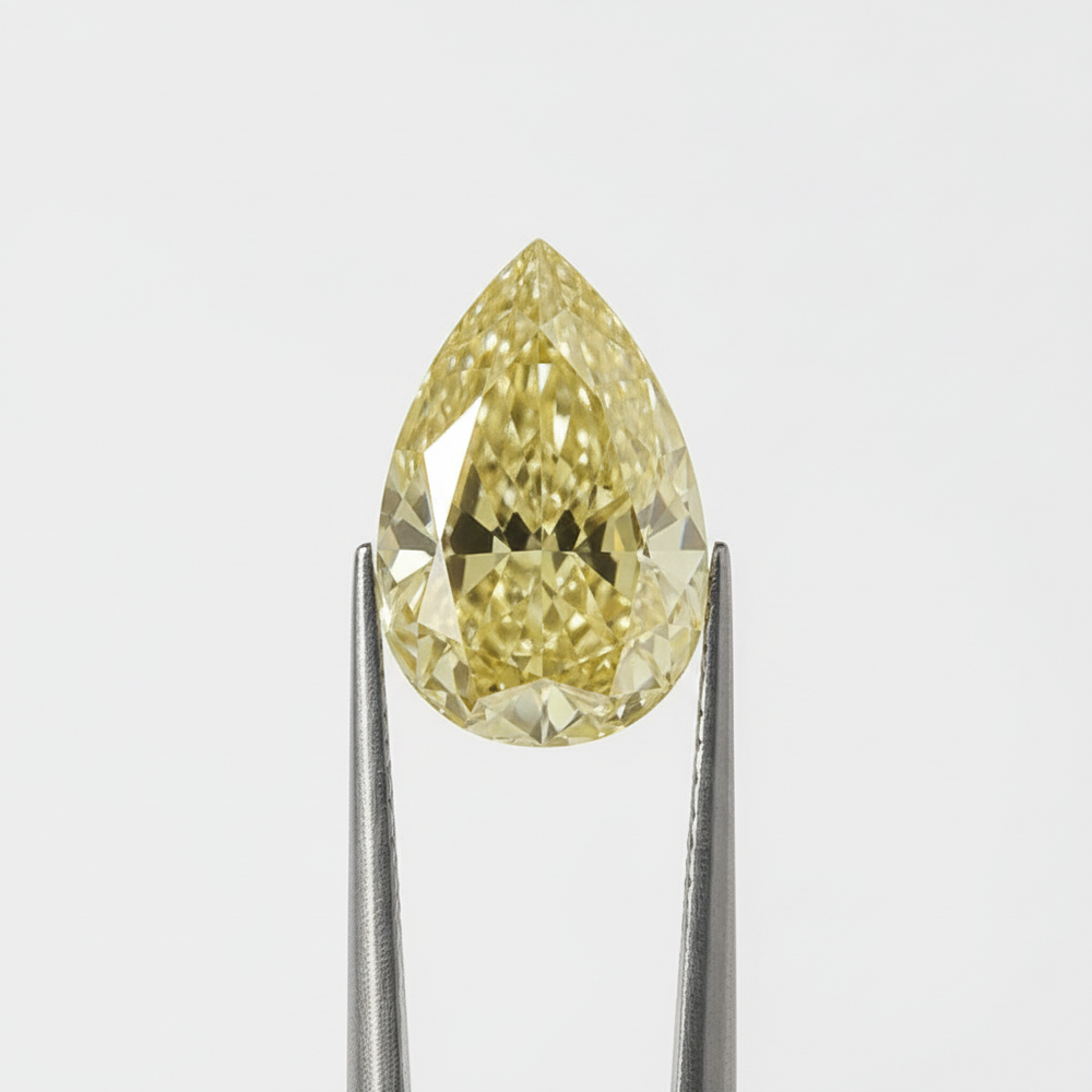 5.08 Carat Fancy Intense Yellow VS1 Pear Shape CVD Lab Grown Diamond IGI Certified

