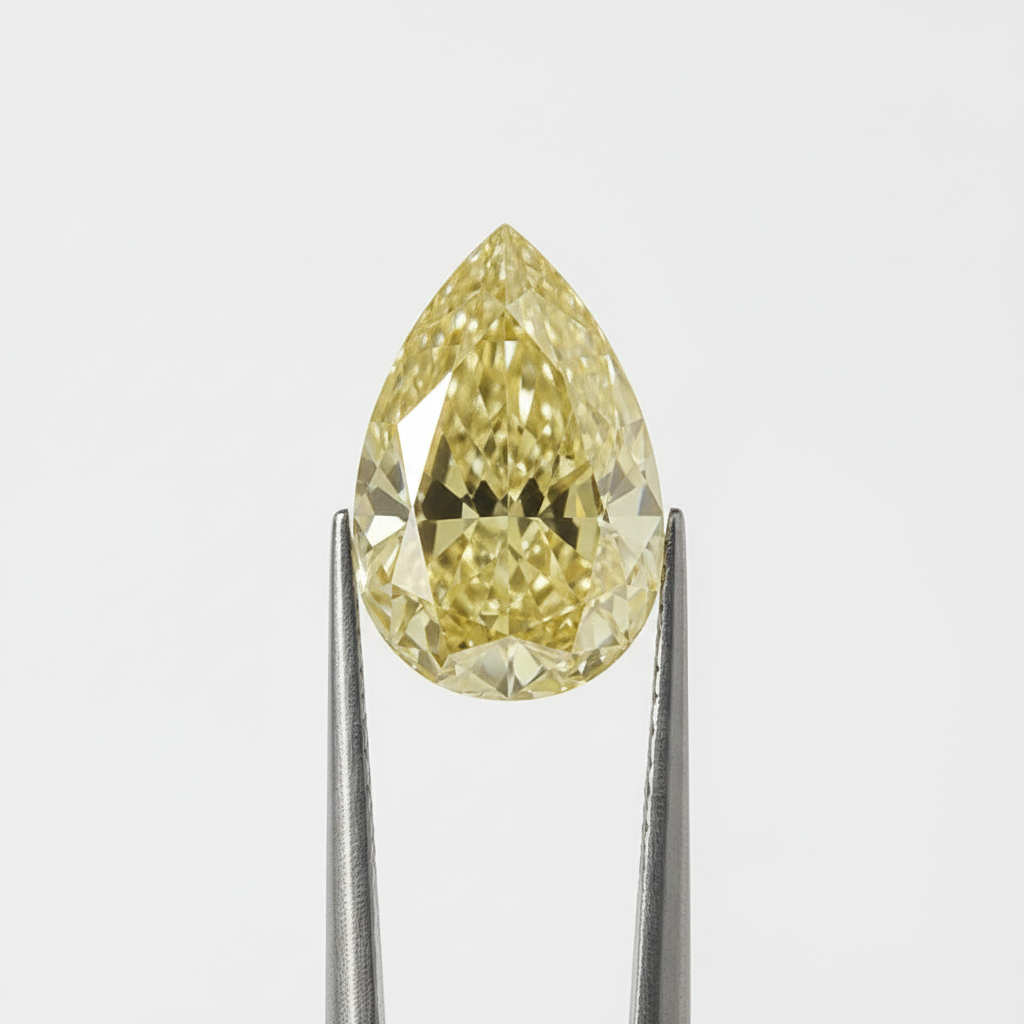 5.08 Carat Fancy Intense Yellow VS1 Pear Shape CVD Lab Grown Diamond IGI Certified
