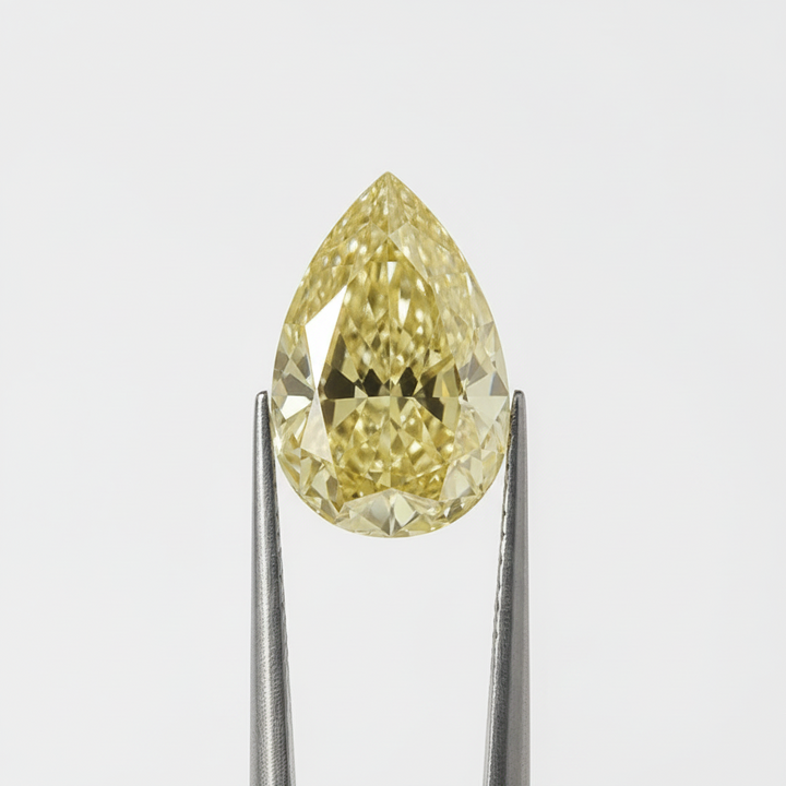 5.08 Carat Fancy Intense Yellow VS1 Pear Shape CVD Lab Grown Diamond IGI Certified
