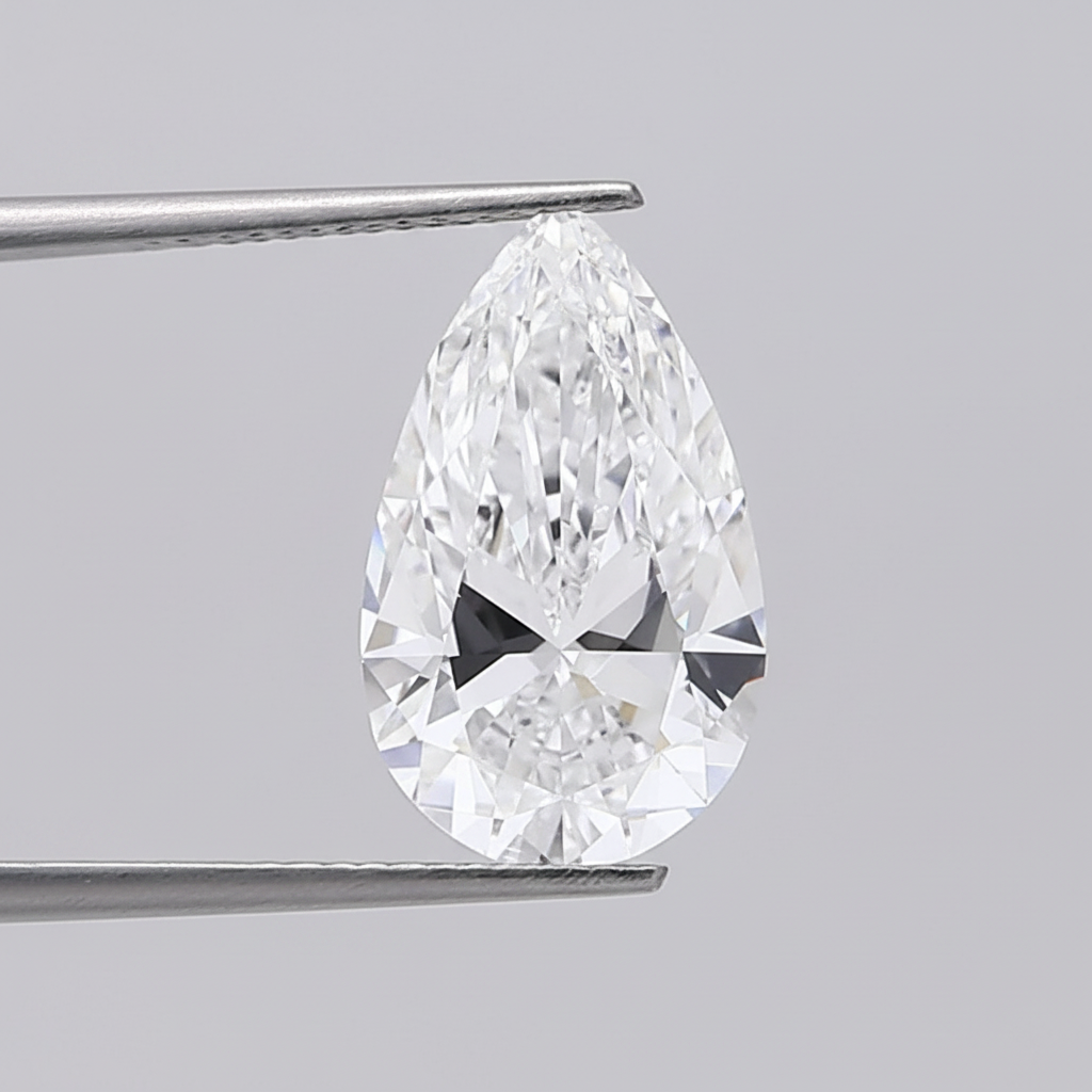 5.08 Carat D VVS2 Pear Shape CVD Lab Grown Diamond IGI Certified
