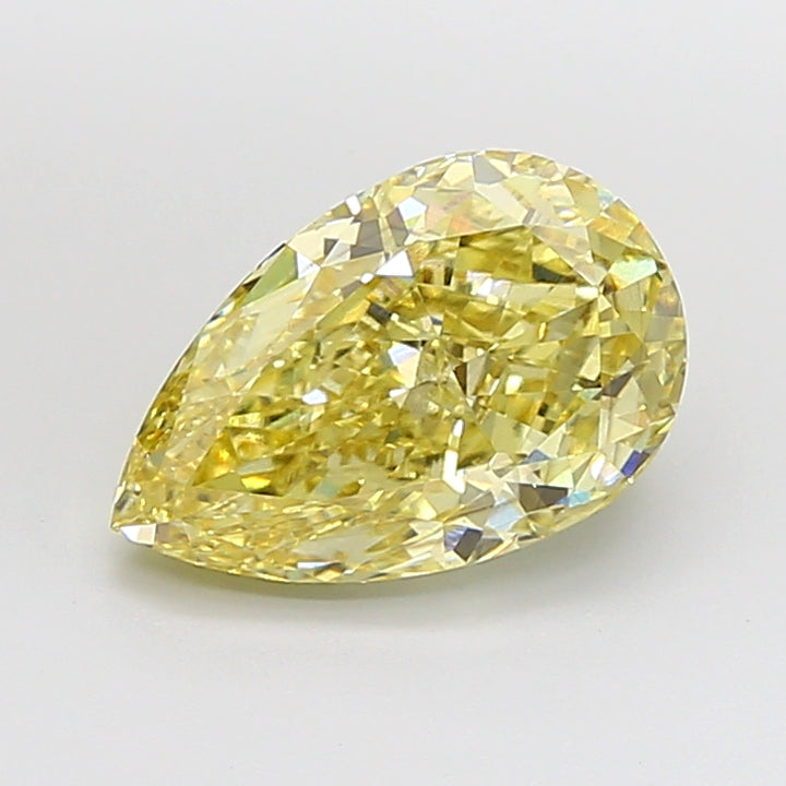 Diamant cultivé en laboratoire VS1 jaune fantaisie taille poire de 5,09 carats