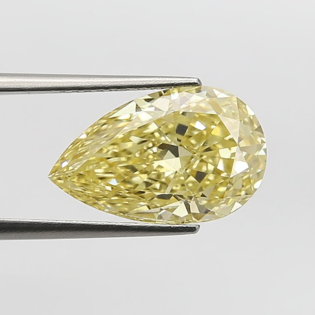 5.09 Carat Fancy Yellow VS1 Pear Shape CVD Lab Grown Diamond IGI Certified

