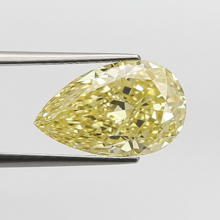 5.09 Carat Fancy Yellow VS1 Pear Shape CVD Lab Grown Diamond IGI Certified
