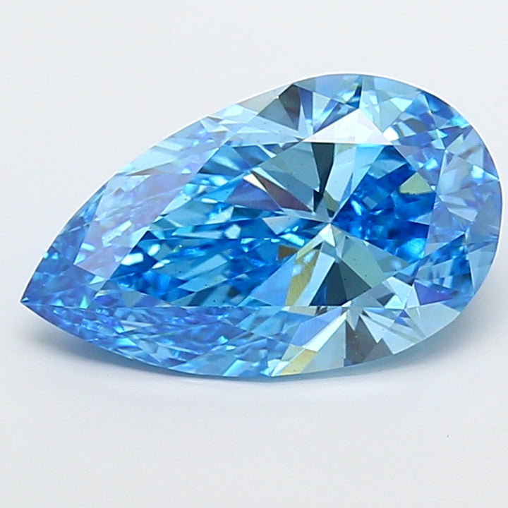 Diamant cultivé en laboratoire taille poire de 5,09 carats VS bleu vif fantaisie