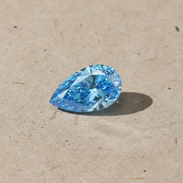 5.09 Carat Pear Cut Lab Grown Diamond VS2 Fancy Vivid Blue IGI Certified
