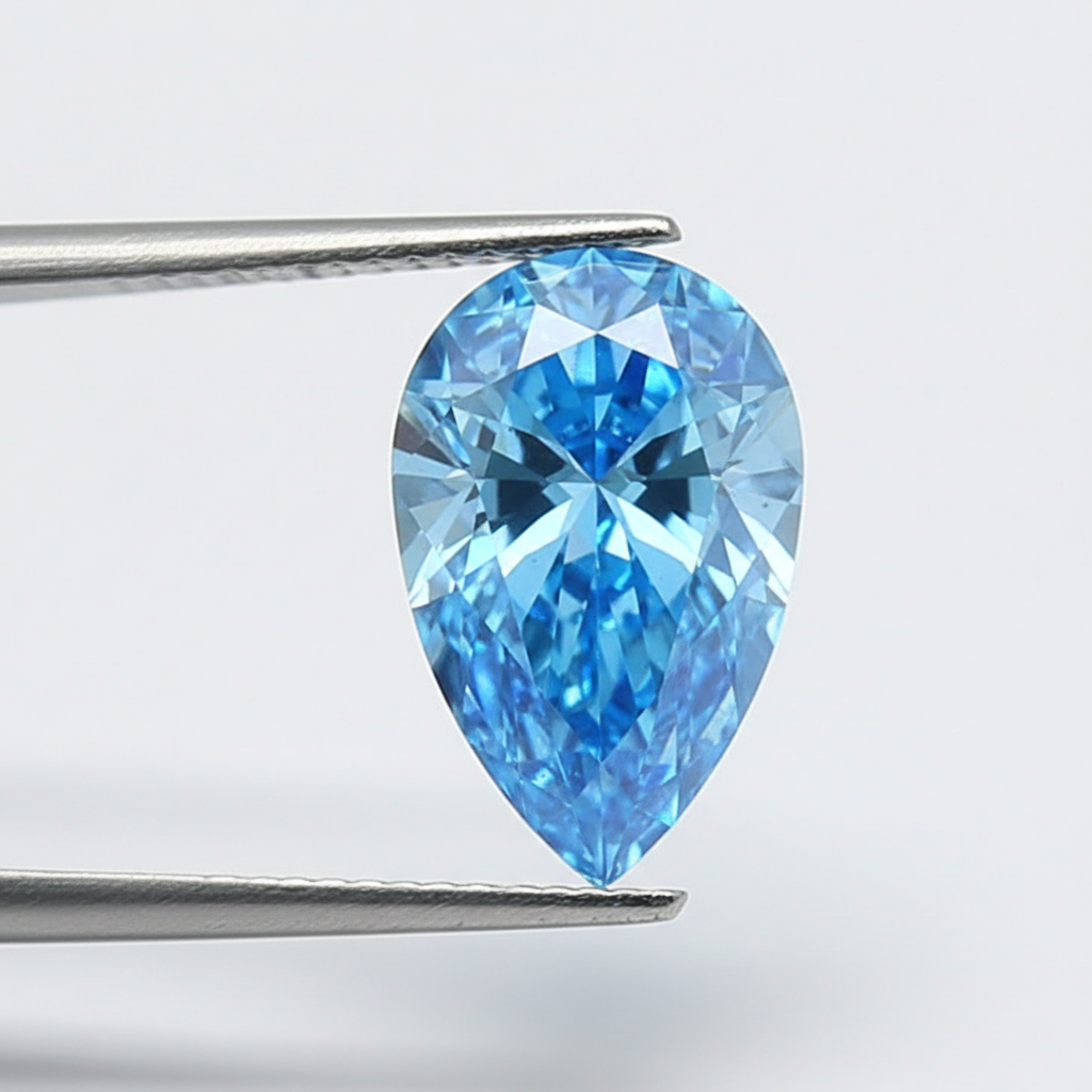 5.09 Carat Fancy Vivid Blue VS2 Pear Shape CVD Lab Grown Diamond IGI Certified
