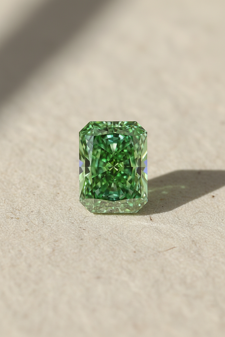 5.09 Carat Radiant Cut Lab Grown Diamond, VVS2/Fancy Vivid Green