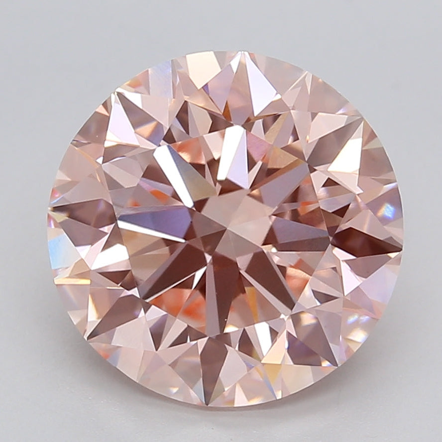 Diamante coltivato in laboratorio rotondo da 5,0 carati VVS2 FANCY ROSA INTENSO