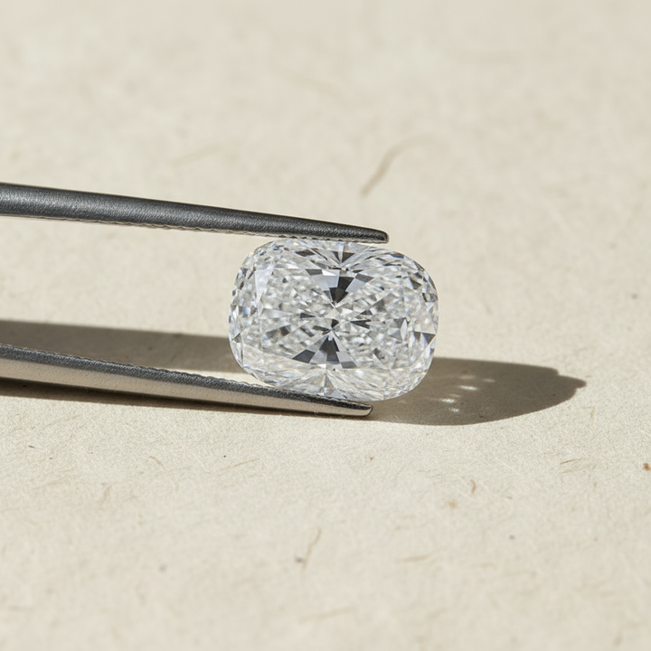 5.10 karaat kussengeslepen laboratorium-gegroeide diamant, VVS2/E