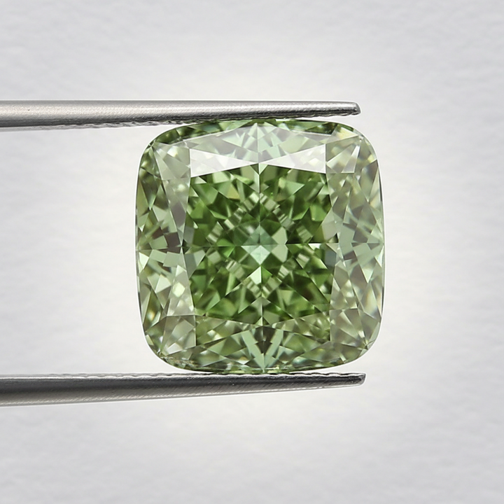 5,12-karaats kussen vierkant Lab Grown Diamond, VS1/Fancy Vivid Green