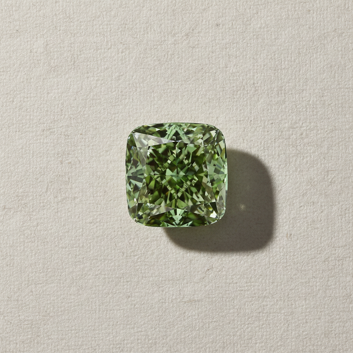 5,12-karaats kussen vierkant Lab Grown Diamond, VS1/Fancy Vivid Green