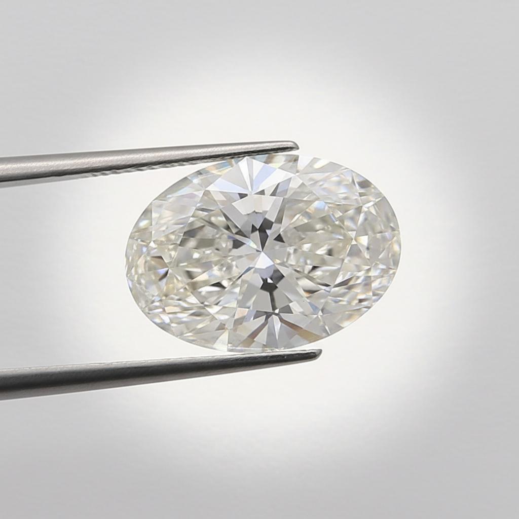 Diamant cultivé en laboratoire de taille ovale de 5,14 carats, VS1/H