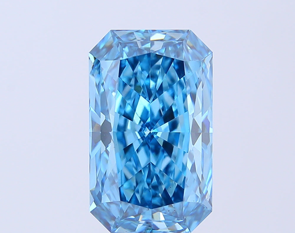 5.16 Carat Radiant Cut Lab Grown Diamond VS2Fancy Vivid Blue