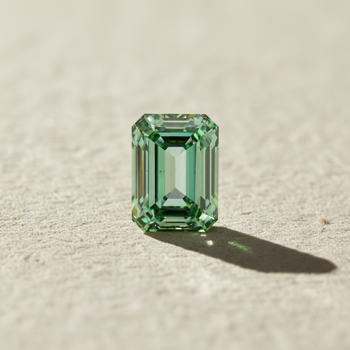 5.21 Carat Emerald Cut Lab Grown Diamond, VS1/Fancy Vivid Green