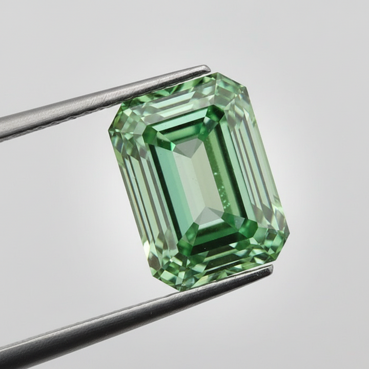 5.21 Carat Emerald Cut Lab Grown Diamond, VS1/Fancy Vivid Green