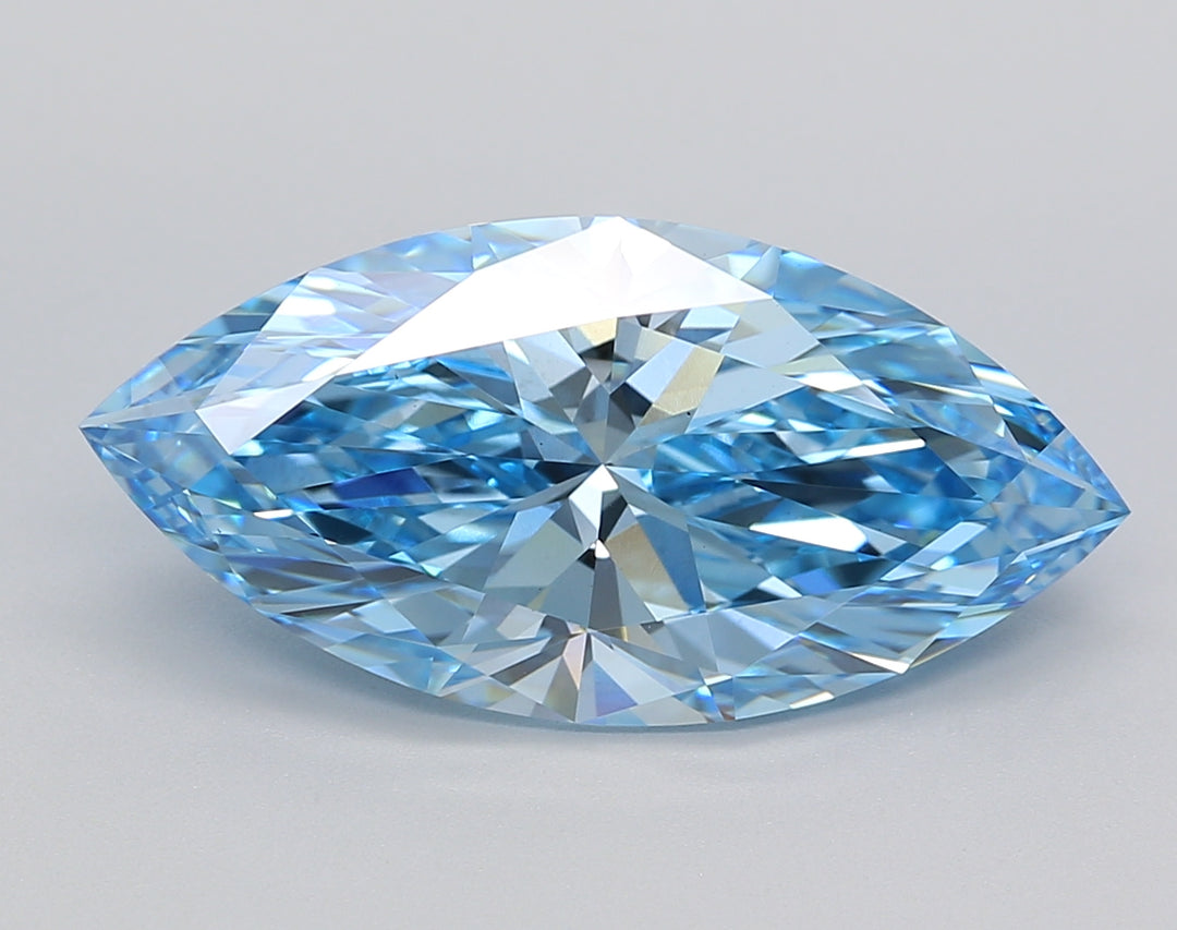 5.23 Carat Marquise Lab Grown Diamond VS1 FANCY VIVID BLUE