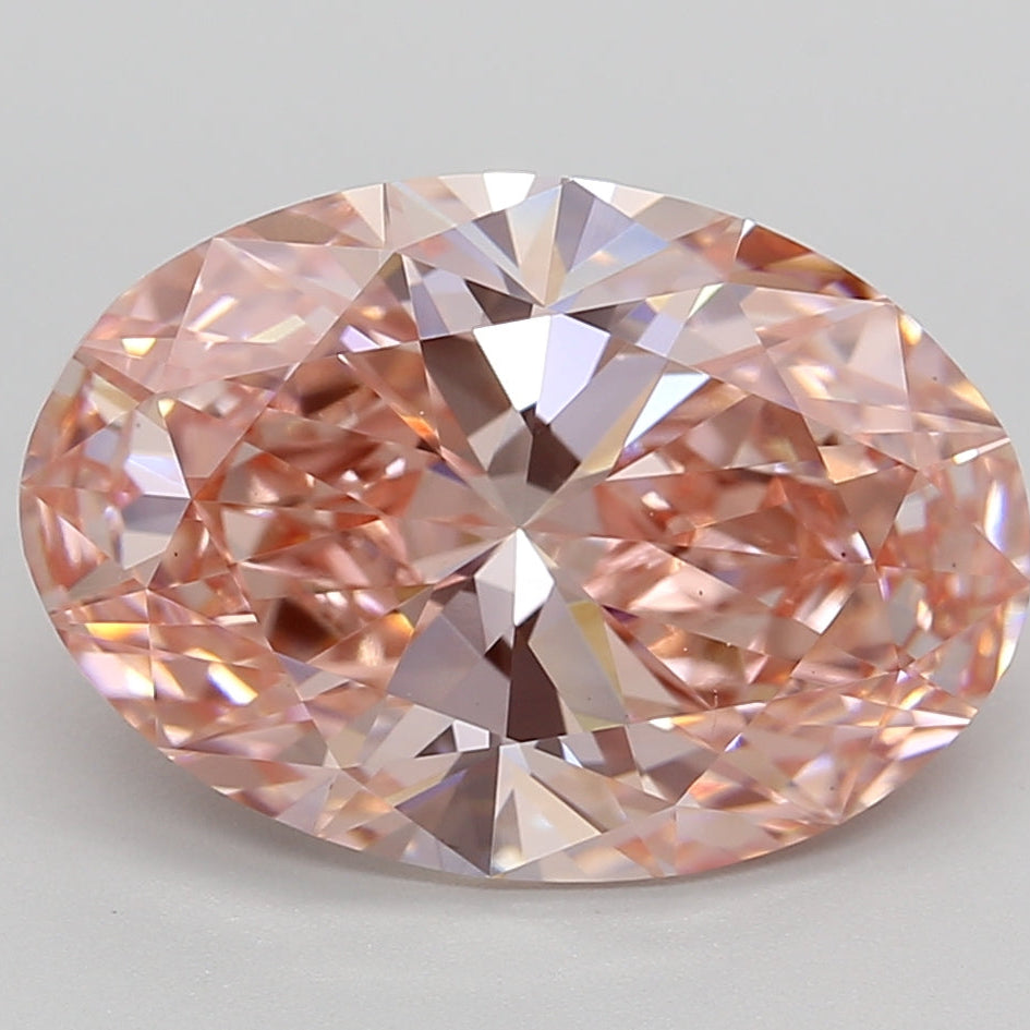 Diamante cultivado en laboratorio de talla ovalada de 5,23 quilates VS1 FANCY VIVID PINK