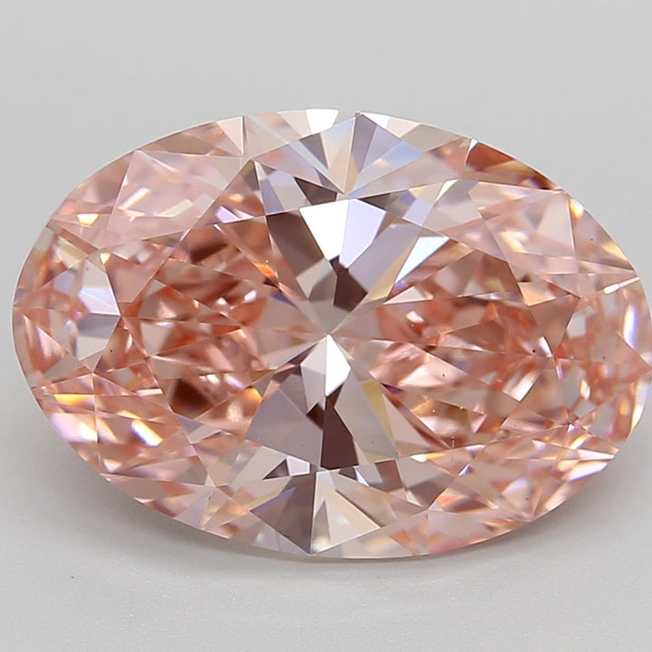 5.23 Carat Oval Cut Lab Grown Diamond VS1 FANCY VIVID PINK