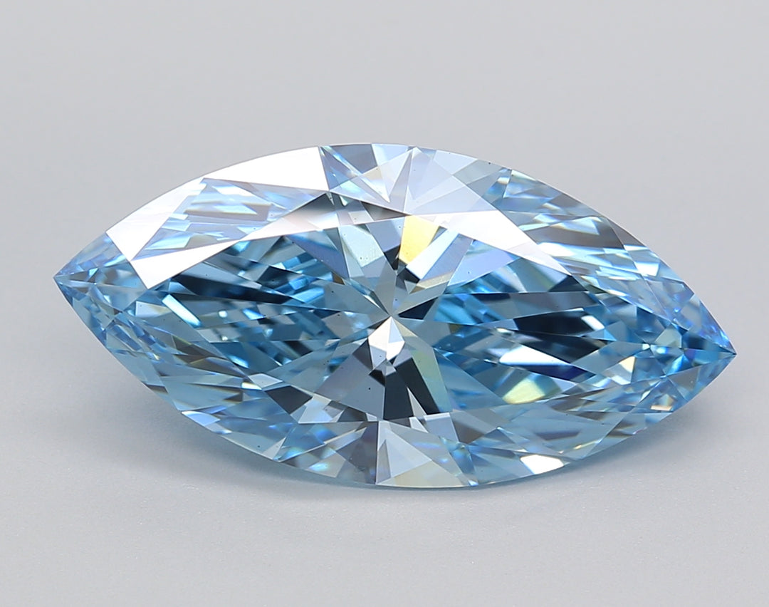 5.25 Carat Marquise Lab Grown Diamond VS1 FANCY VIVID BLUE
