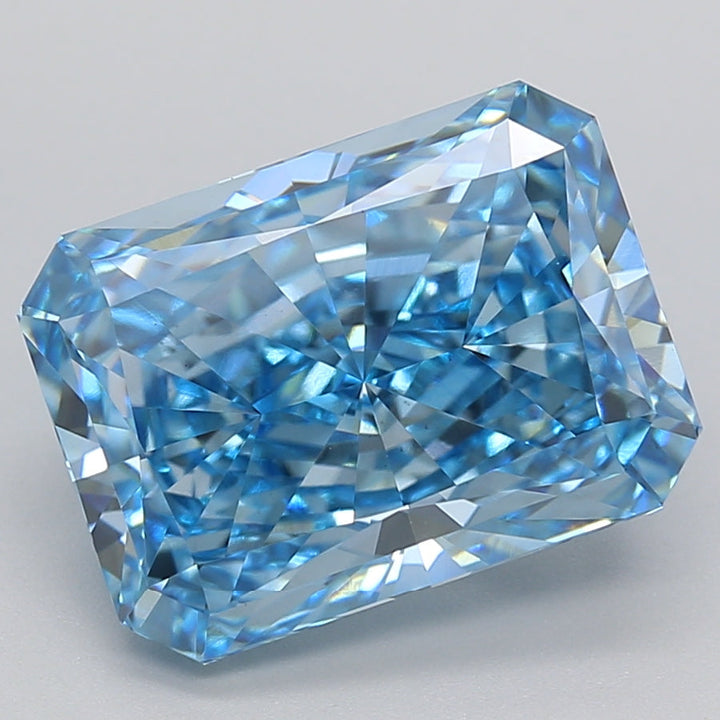 5.25 Carat Radiant Cut Lab Grown Diamond VS1 FANCY VIVID BLUE