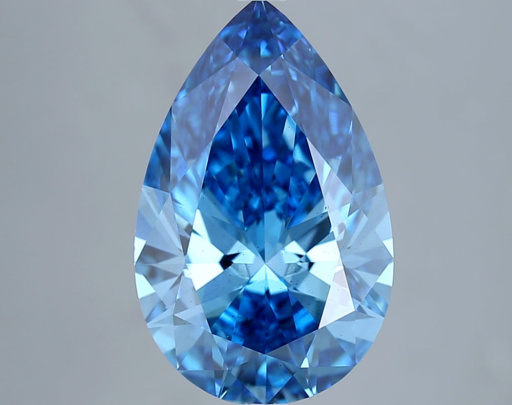Diamant cultivé en laboratoire taille poire de 5,26 carats VS bleu vif fantaisie