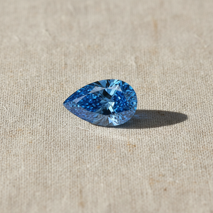 5.26 Carat Pear Cut Lab Grown Diamond VS2 Fancy Vivid Blue IGI Certified
