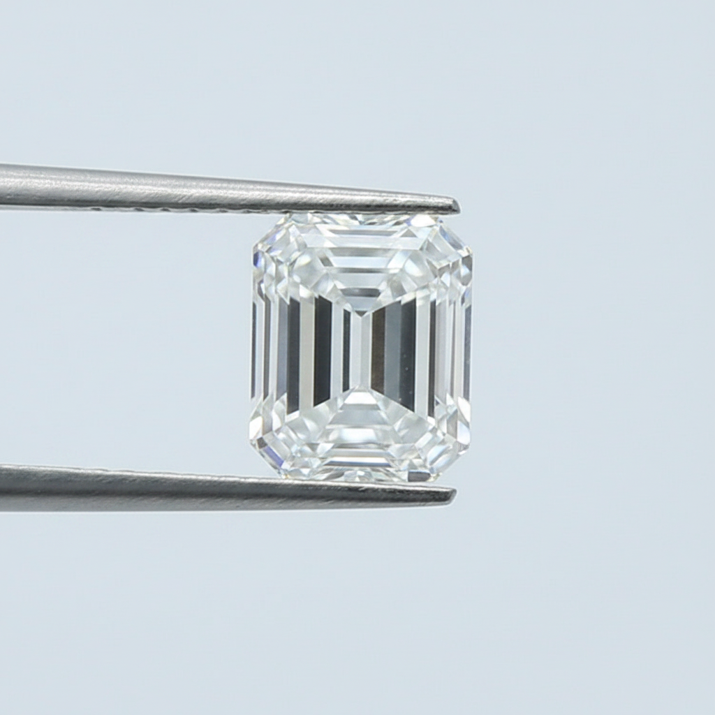 Diamant cultivé en laboratoire taille émeraude de 5,33 carats, VVS2/E