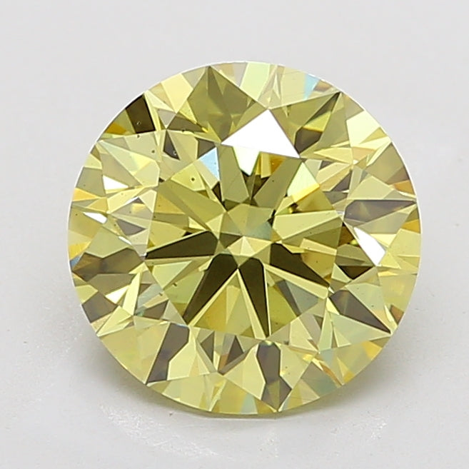 Diamante cultivado en laboratorio redondo de 5,42 quilates VS2 amarillo intenso elegante