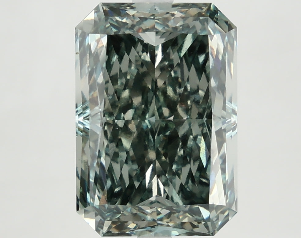 5.47 Carat Radiant Cut Lab Grown Diamond VS1Fancy Vivid Bluish Green