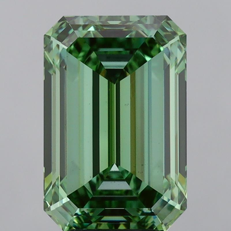 5.50 Carat Emerald Cut Lab Grown Diamond VS1Fancy Vivid Green