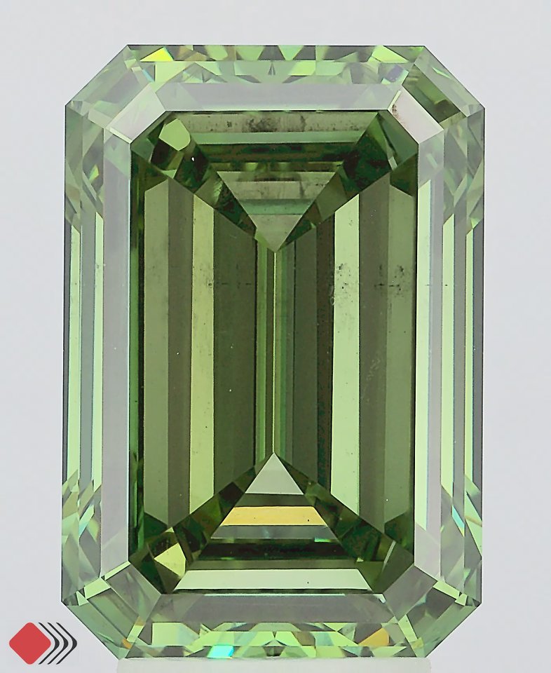 5.51 Carat Emerald Cut Lab Grown Diamond VS2Fancy Vivid Green