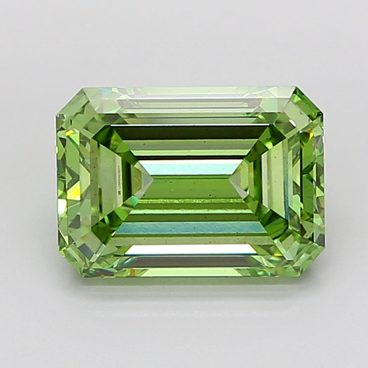 5.57 Carat Emerald Cut Lab Grown Diamond VS2Fancy Vivid Green
