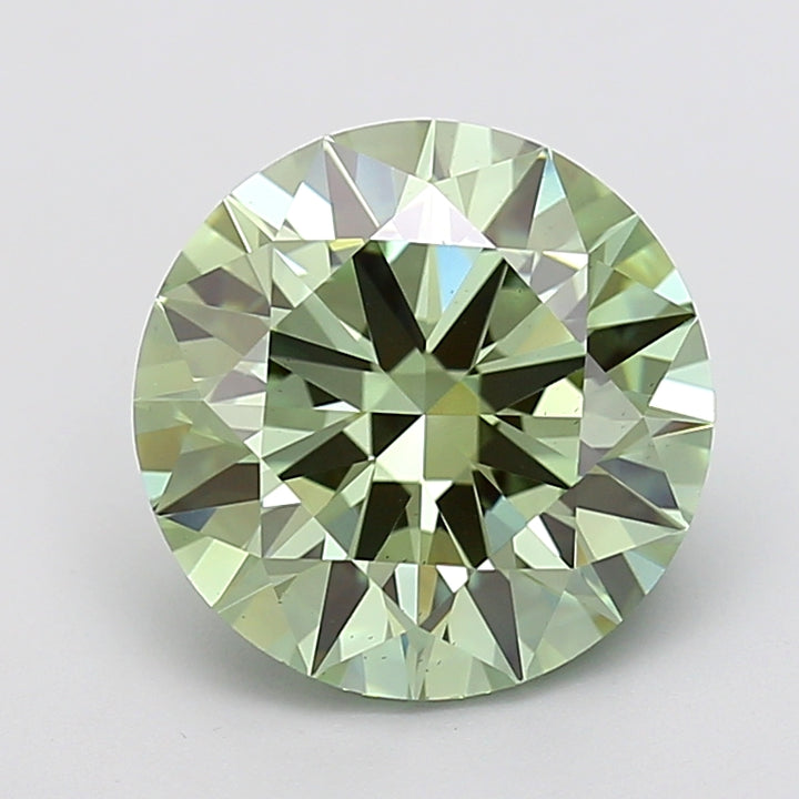 5,57 karaat ronde lab-gegroeide diamant VS1 Fancy levendig groen