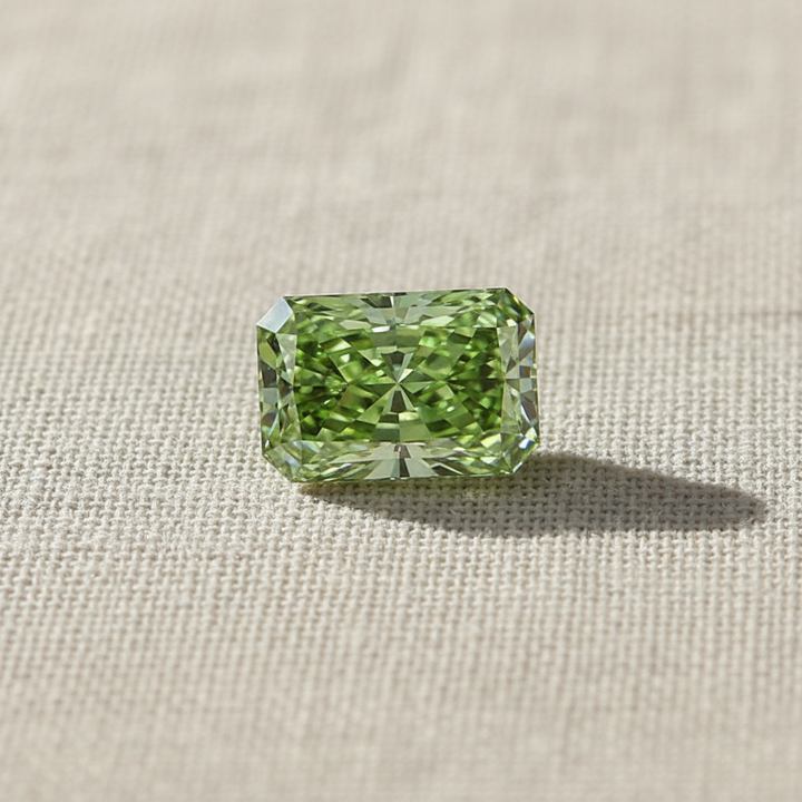 5.63 Carat Radiant Cut Lab Grown Diamond, VS1/Fancy Vivid Green