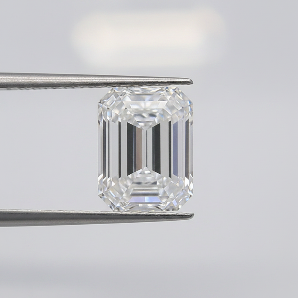 5,66 Karat im Smaragdschliff gezüchteter Diamant, VVS2/E