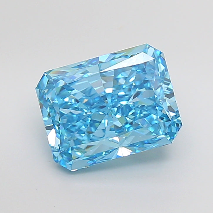 5.73 Carat Radiant Cut Lab Grown Diamond VVS2Fancy Vivid Blue