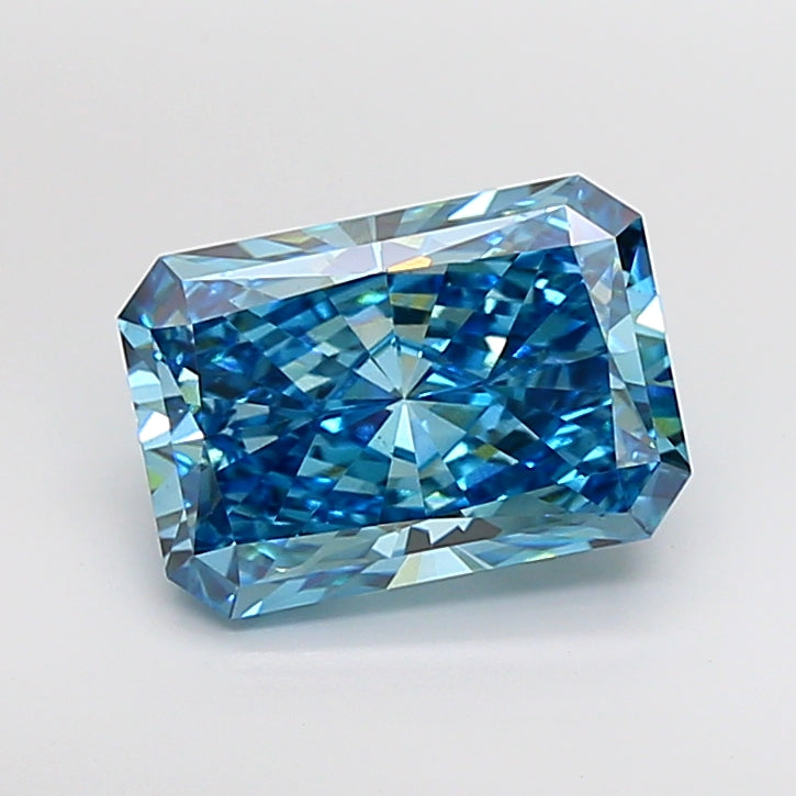 5.97 Carat Radiant Cut Lab Grown Diamond VS1Fancy Vivid Blue