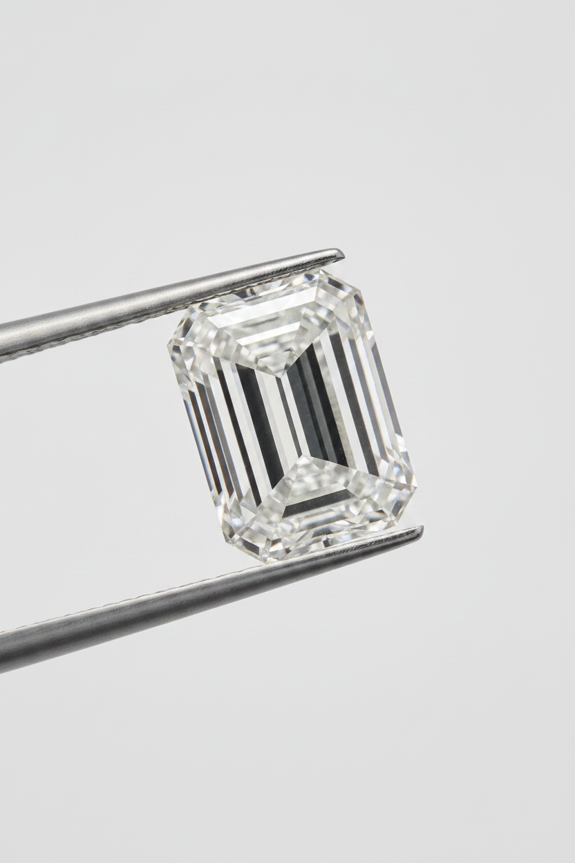 6.08 Carat Emerald Cut Lab Grown Diamond, VS1/F