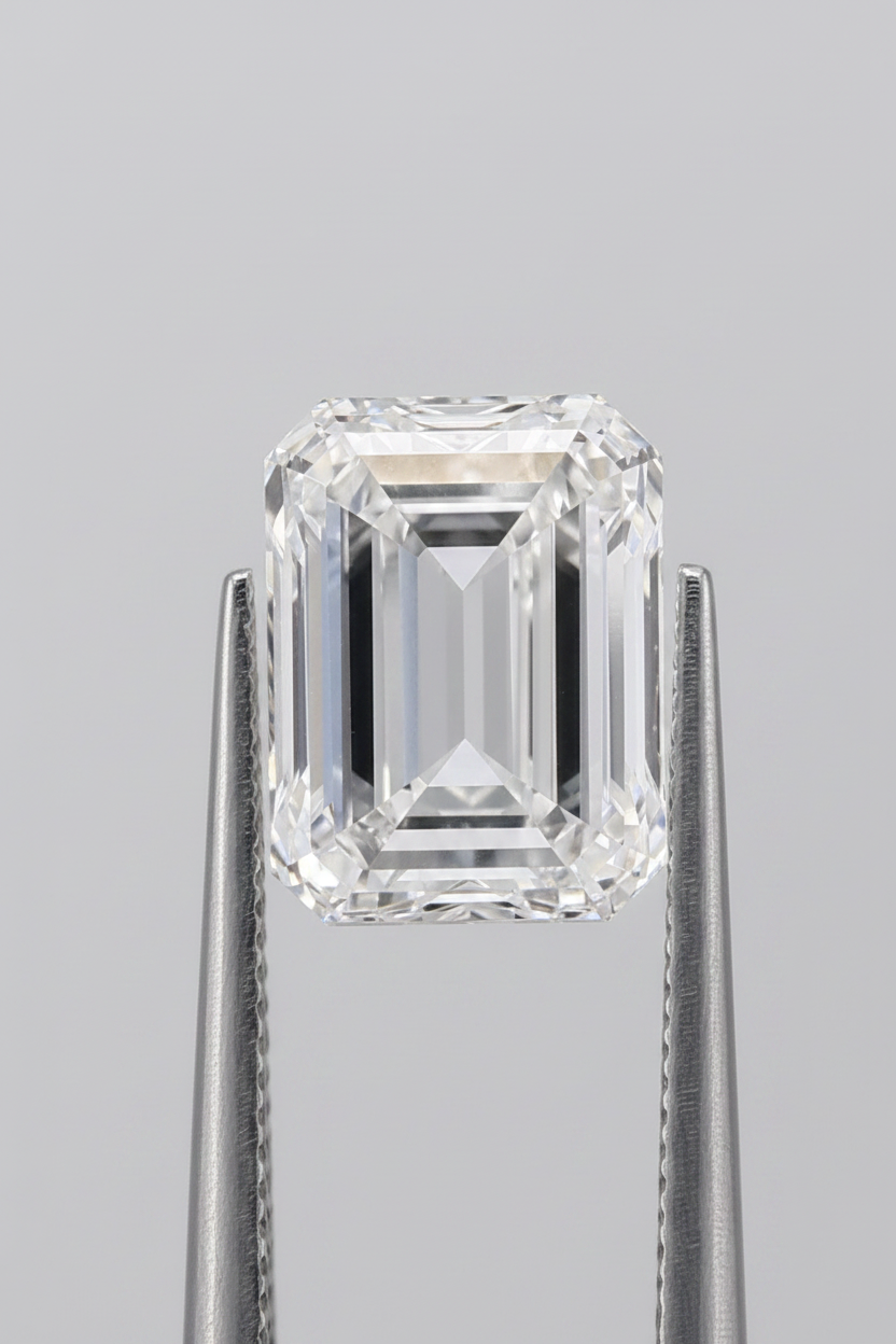 Diamant cultivé en laboratoire taille émeraude de 4,01 carats, VVS1/F